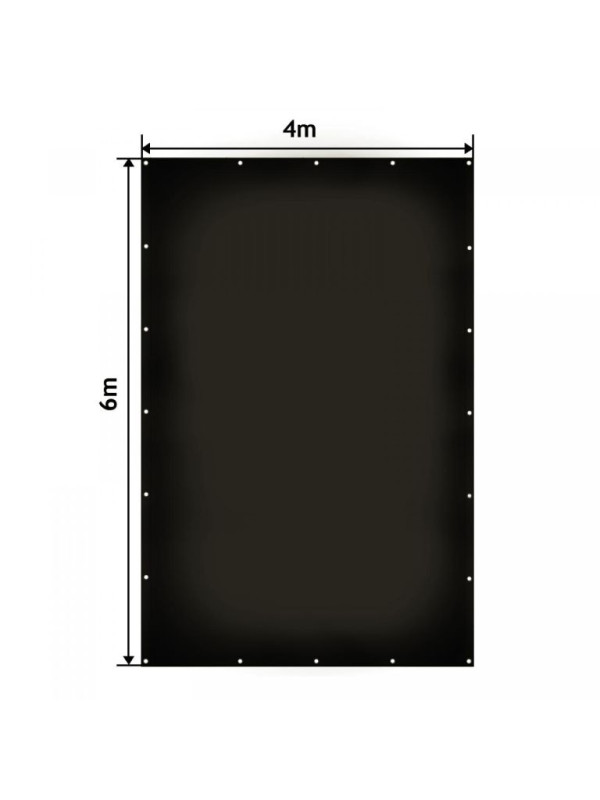 JAGO Plachta 650 g/m², hliníkové oká, čierna, 4 x 6 m