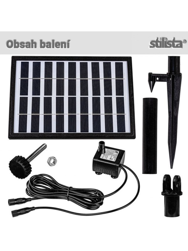 STILISTA Solárne čerpadlo 5 W, 26,5 x 45 cm, čierne