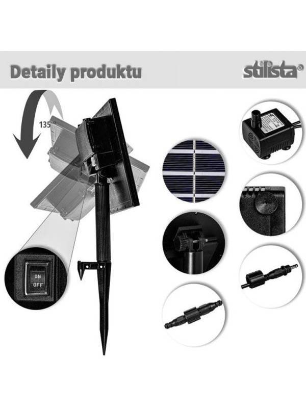STILISTA Solárne čerpadlo 5 W, 26,5 x 45 cm, čierne