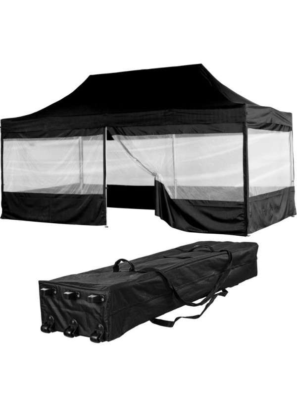 Záhradný párty stan 3 x 6 m INSTENT - nožnicový - čierna