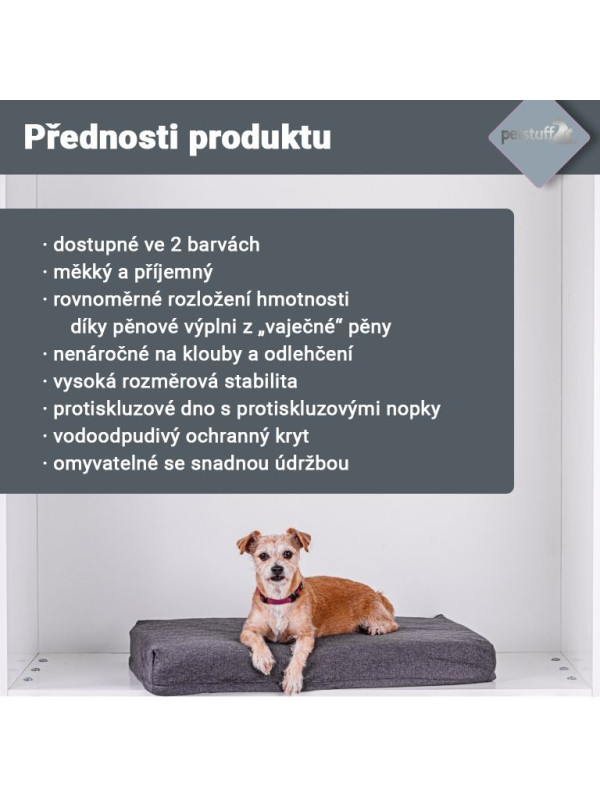Vankúšik pre psa veľkosť XS, svetlo šedý, 72 x 50 x 10 cm