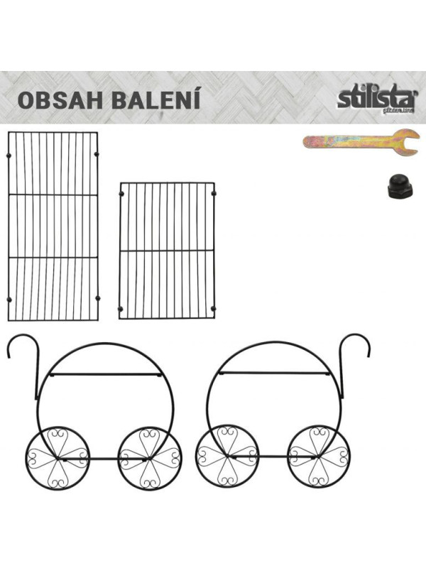 STILISTA stojan na rastliny, vozík, 66 x 60 x 28 cm, oceľ