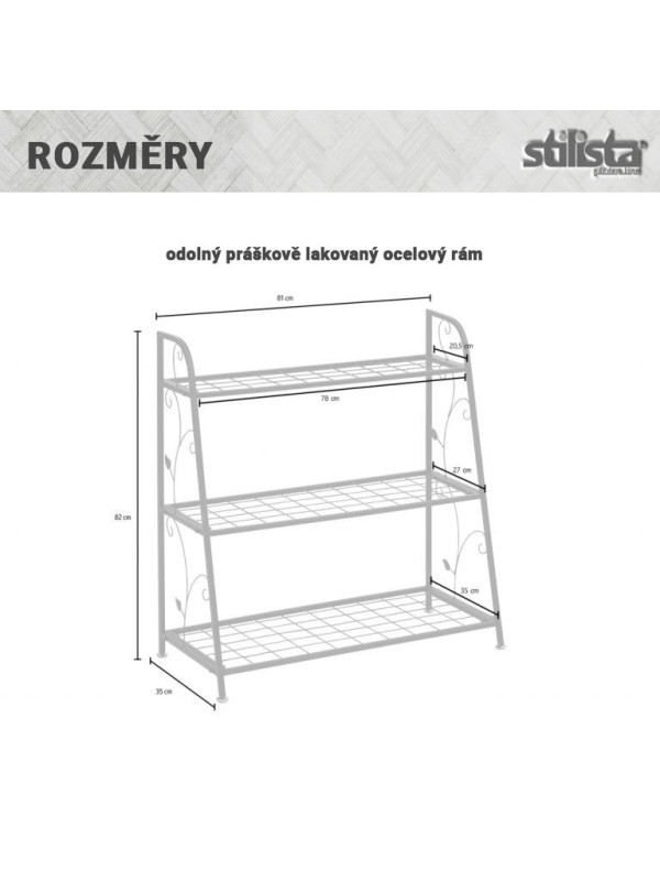 STILISTA stojan na rastliny, 82 x 81 x 35 cm, oceľ