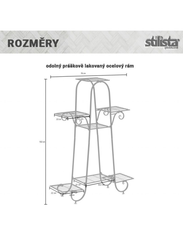 STILISTA stojan na rastliny, 102 x 76 x 24 cm, oceľ