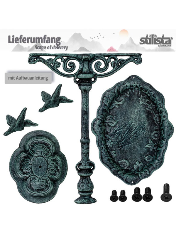 STILISTA liatinový vtáčí kúpeľ, 45 x 35 cm, antická hnedá