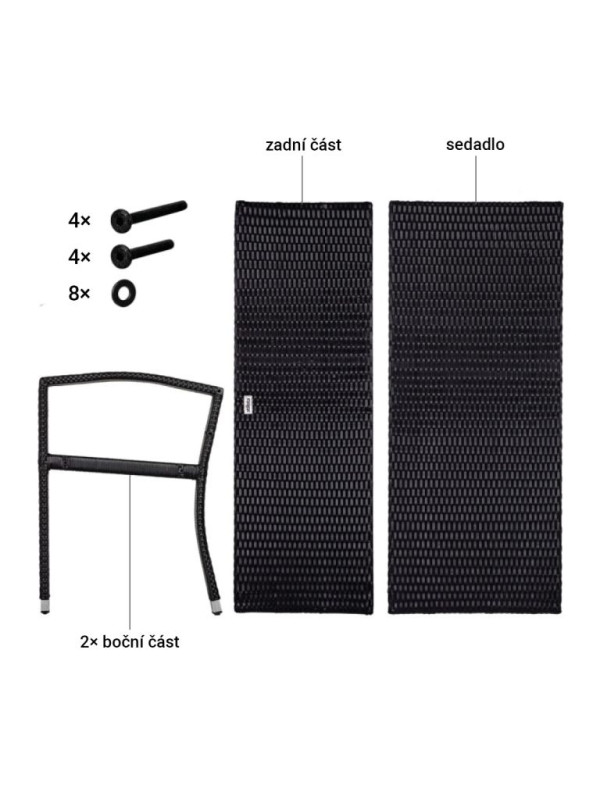 STILISTA záhradná polyratanová lavička 122 x 52 cm, čierna