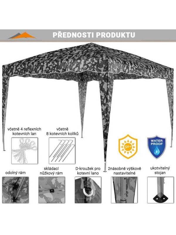 INSTENT BASIC záhradný párty stan - 3 x 3 m, maskáčový