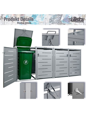 STILISTA skriňa na 4 popolnice 260 x 80 x 116 cm, antracit