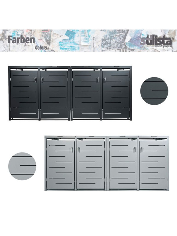 STILISTA skriňa na 4 popolnice 260 x 80 x 116 cm, antracit