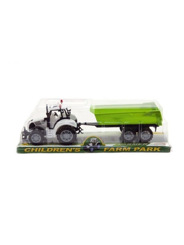 Traktor s vlekom a výklopkou, 35 cm, na zotrvačník, plast