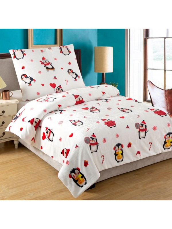 Mikroplyšové posteľné obliečky Penguin, 140 x 200 cm