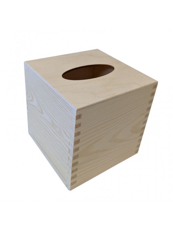Drevená krabička na vreckovky, štvorcová, 13 x 13 x 13 cm