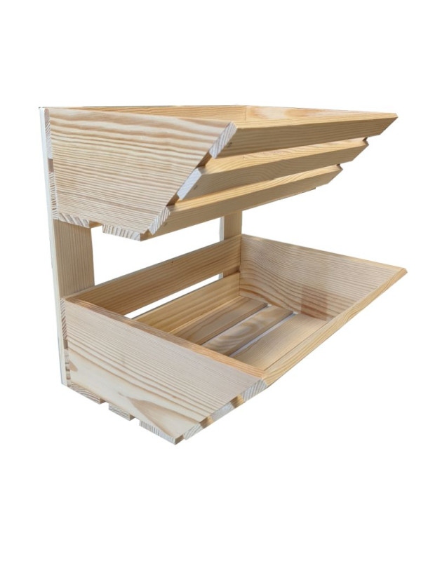 Drevená dvojposchodová debnička na ovocie, 30 x 13 x 40 cm