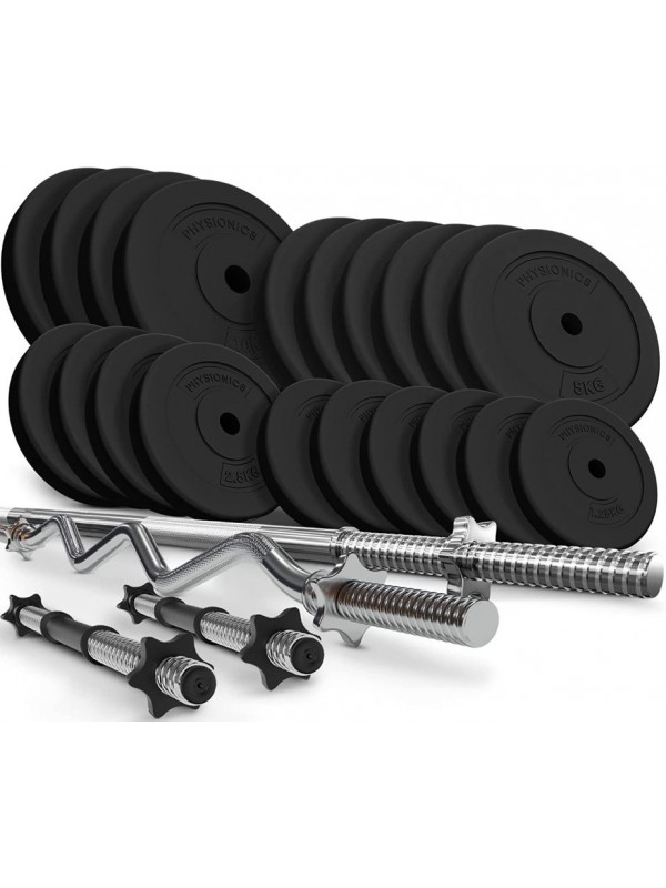 PHYSIONIC Vzpieračský set so závažím hviezdicové zámky 105kg