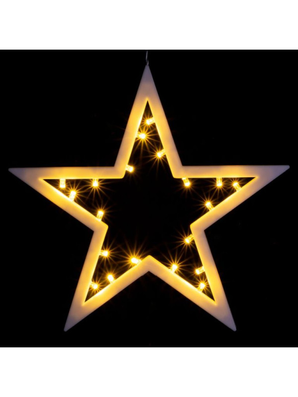 Vianočná dekorácia - hviezda, 20 LED, teple biela