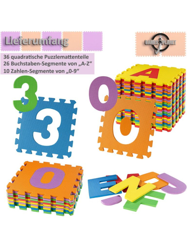 GAMES PLANET Penové puzzle čísla a písmená, 86 kusov