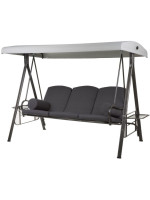 Hojdačka na záhradu pre 3 osoby, nastaviteľná, antracit