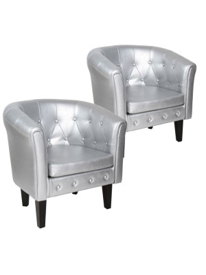 MIADOMODO Sada kresiel Chesterfield, 58x71x70 cm, strieborná