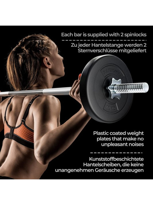 PHYSIONICS Vzpieračský set so závažím 165 cm, 60 kg