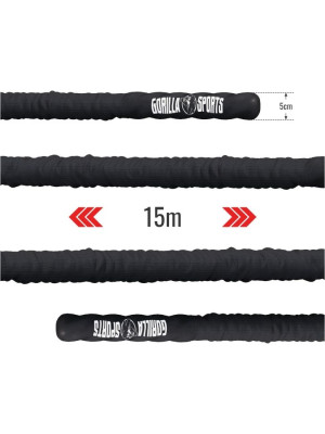 Gorilla Sports Posilňovacie lano s držiakom, 15 m x 5 cm