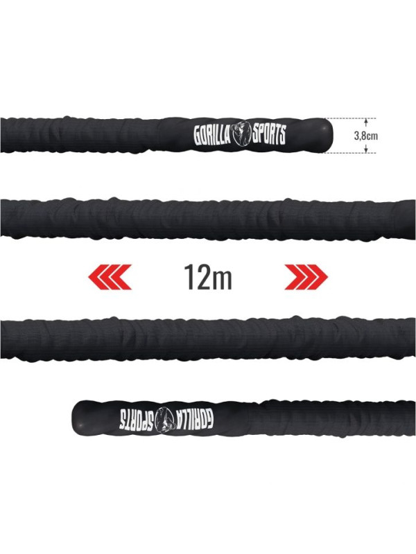 Gorilla Sports Posilňovacie lano s držiakom, 12 m x 3,8 cm