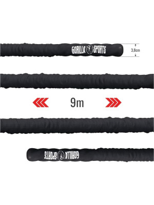 Gorilla Sports Posilňovacie lano s držiakom, 9 m x 3,8 cm
