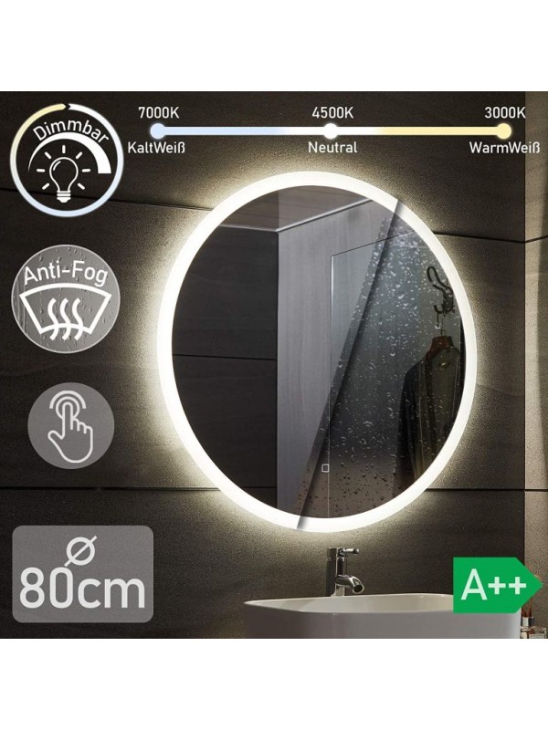Aquamarin Kúpeľňové LED zrkadlo okrúhle - 80 cm