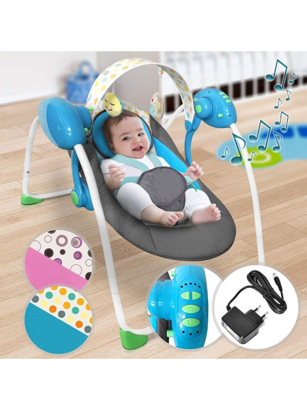 Hojdacie ležadlo s hudobnou funkciou, skladacie, modré