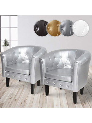 MIADOMODO Sada kresiel Chesterfield, 58x71x70 cm, strieborná