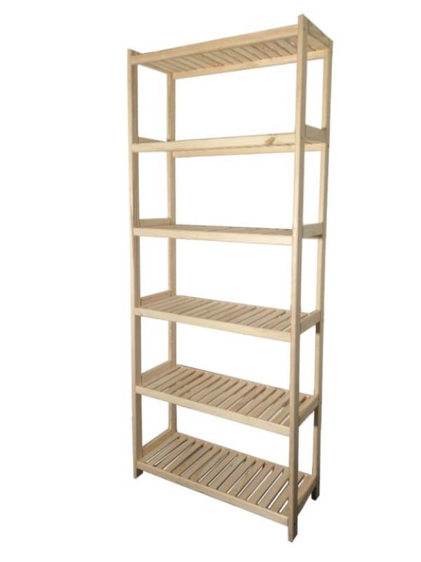 Drevený regál borovica 70x213x43 cm, 6 políc, nosnosť 25 kg