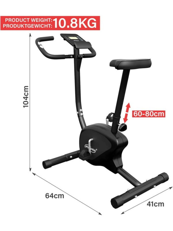 Physionics cyklotrenažér nastaviteľný, 41 x 64 x 104 cm