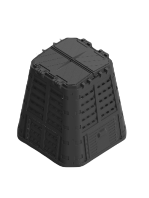 Ekologický kompostér 480 l, odolný plast, s vekom a dvierkam