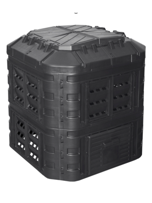 Záhradný plastový kompostér, 600 l, čierny