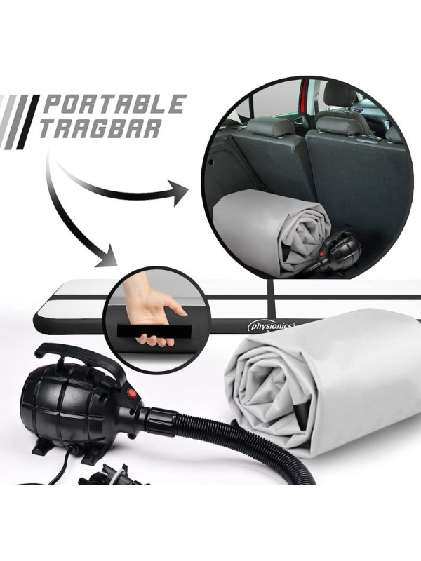 Physionics Airtrack nafukovacia žinenka, 4 m, čierna