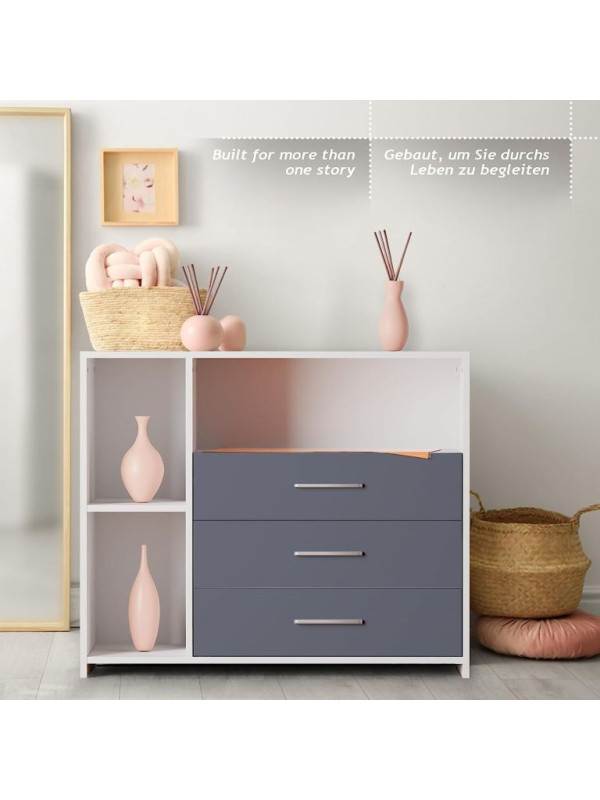 INFANTASTIC Prebaľovací pult, 113 x 53 x 101 cm, biela-sivá