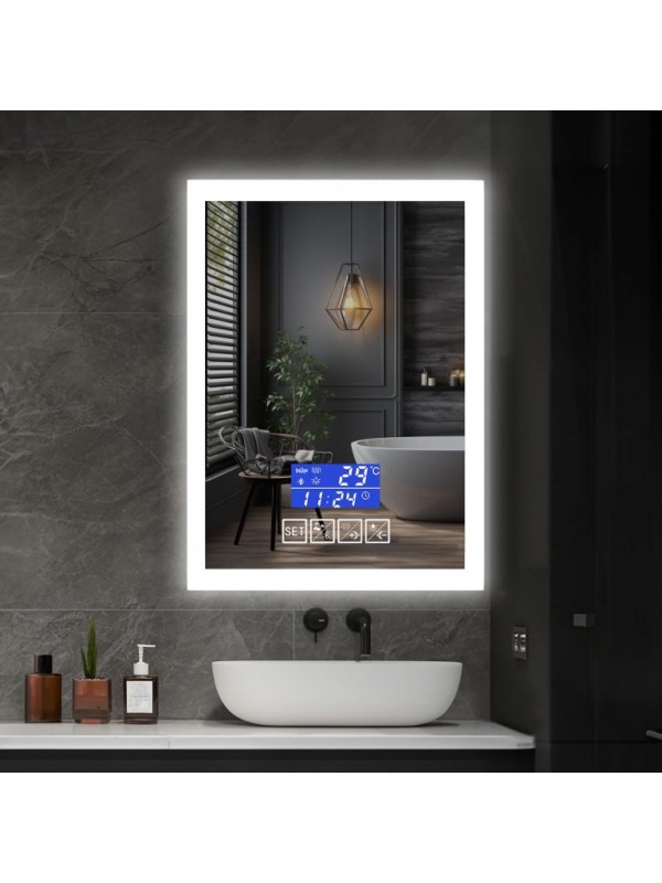 IREDA Kúpeľňové zrkadlo s osvetlením, 80x60cm, reproduktor
