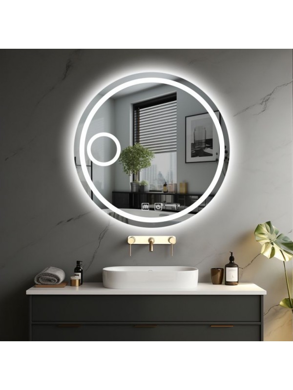 IREDA Kúpeľňové LED zrkadlo s osvetlením, okrúhle, 60 cm