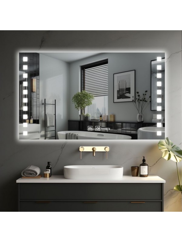 IREDA Kúpeľňové zrkadlo s LED osvetlením, 90 x 70 cm