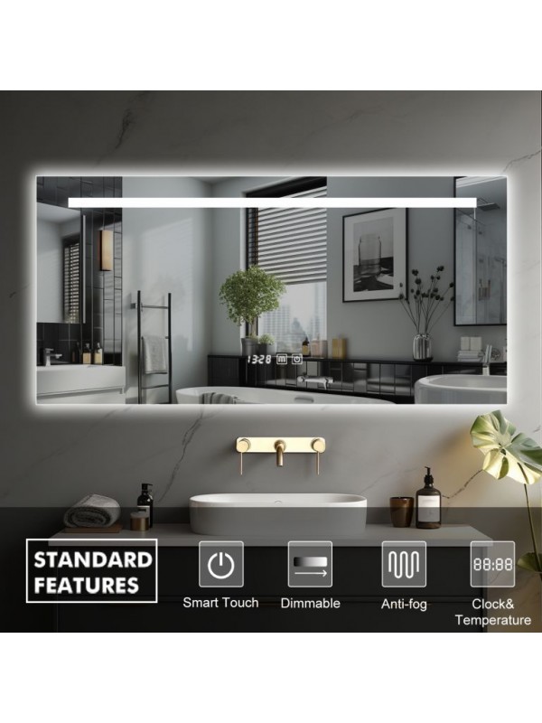 IREDA Kúpeľňové LED zrkadlo s osvetlením, 90 x 70 cm