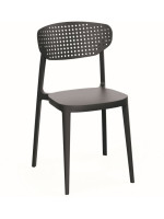 Stohovateľné retro kreslo antracitové, recyklovaný plast