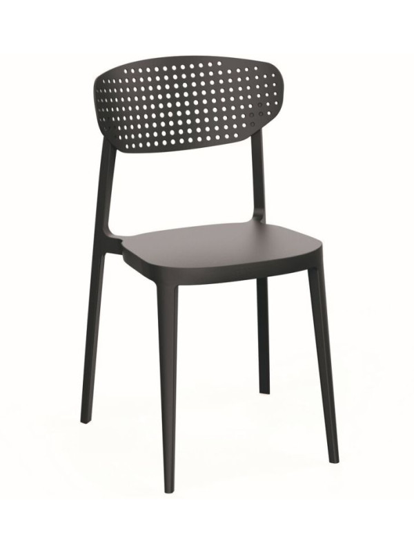 Stohovateľné retro kreslo antracitové, recyklovaný plast