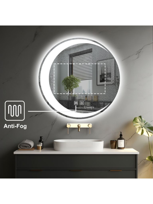 IREDA Kúpeľňové zrkadlo s LED osvetlením, okrúhle, 70 cm