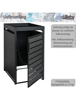 STILISTA Skriňa na 1 popolnicu, 68 x 124 x 80 cm, antracit