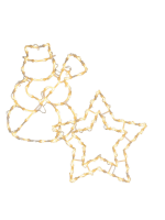 Sada okenných obrázkov hviezda + snehuliak, teplá biela,2 ks