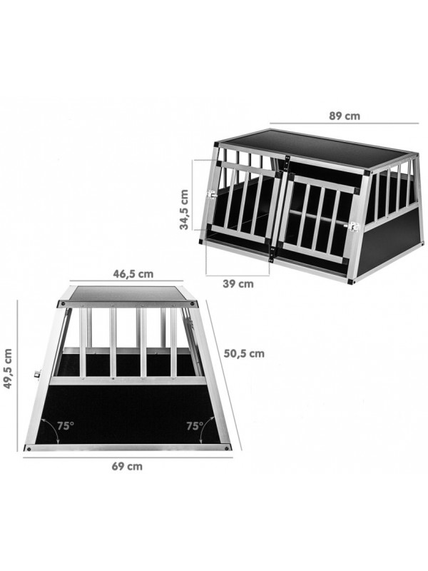 Hliníková prepravná klietka pre psov 89 × 69 × 50 cm, 12 kg