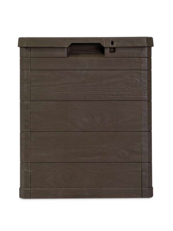 Záhradný plastový úložný box 90 l hnedý imitácia dreva