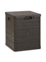 Záhradný plastový úložný box 90 l hnedý imitácia dreva