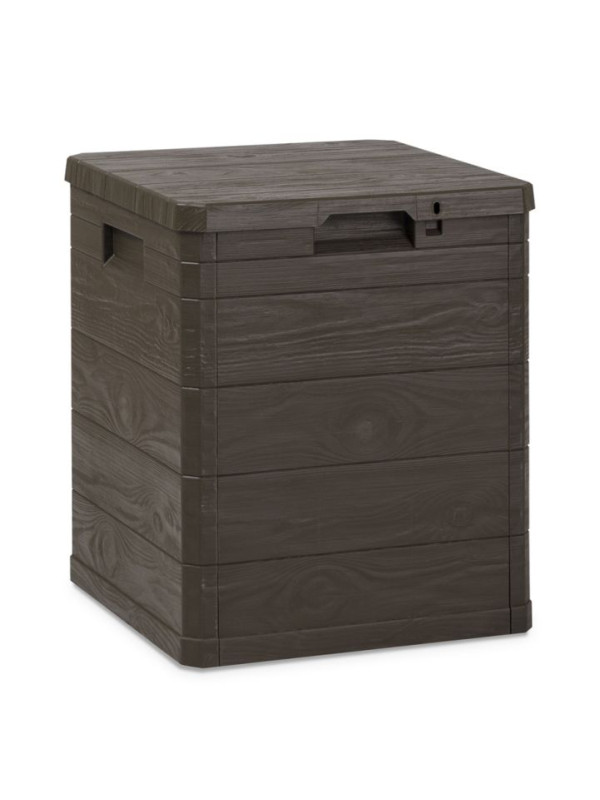 Záhradný plastový úložný box 90 l hnedý imitácia dreva