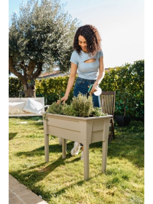 NIAGARA vyvýšený plastový kvetináč, svetlosivý