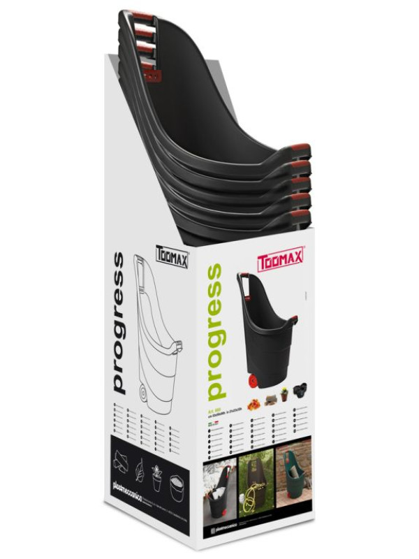 Multifunkčný záhradný vozík 62 l čierny s červenými koliesk